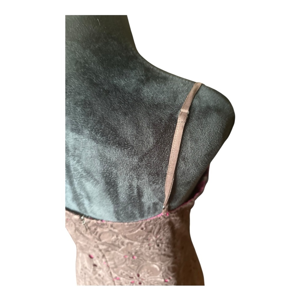 Ann Taylor Women’s 4 Brown Eyelet Lace Sundress – Pink Lining, Spaghetti Straps - Picture 5 of 13